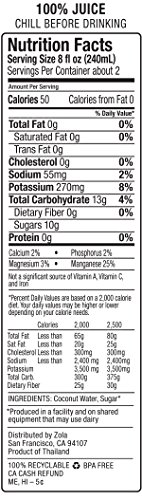 Zola 100% Pure Coconut Water, 17.5 Fl Oz (Pack of 12)