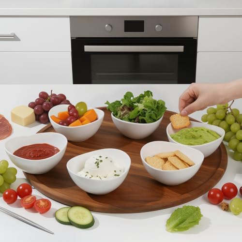 Samsle 19 Ounces Ceramic Serving Bowls, Sturdy Porcelain White Oval Salad Bowls, Stackable Food Server Fruit Display Dishes for Party Dinner
