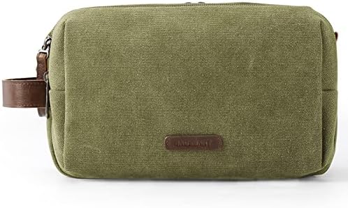 BAGSMART Toiletry Bag for Men, Canvas Travel Toiletry Organizer Dopp Kit Water-resistant Shaving Bag for Toiletries Accessories,Grey-Medium