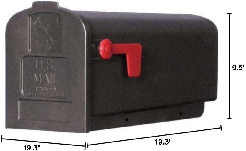 Gibraltar Deluxe Polybox Plastic Post Mounted Black Mailbox 9-9/16 in. H x 7-7/8 in. W x 19-3/8 in. L