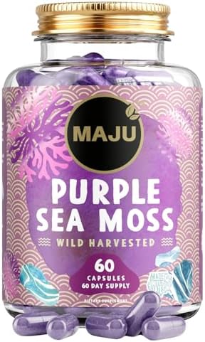 MAJU 4-in-1 Organic Sea Moss Capsules, Wild Chondrus Crispus, Seamoss w/Bladderwrack + Burdock Root, Stronger Than Gel, Irish