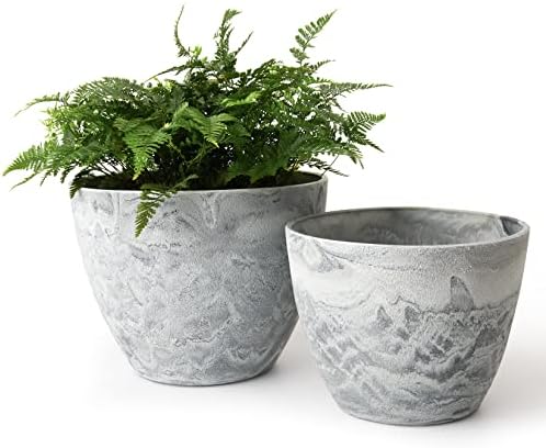 LA JOLIE MUSE Planter Pots, Indoor Outdoor Flower Pot, 8.6+7.5 Inch 2 Pack