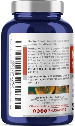 Niacinamide Vitamin B-3, Flush Free, Vegan, 1000mg, 200 Caps - 100 Servings | Dietary Supplement Formula, Flush-Free Niacinamide, Non-GMO
