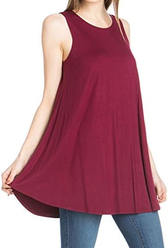 Women's Rayon Span Tank Top Tunic-Solid