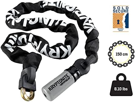 Kryptonite Kryptolok 915 Bike Chain Lock, 5 Feet Long Heavy Duty Anti-Theft Sold Secure Gold Bicycle Chain Lock with Keys for Bike, Motorcycle