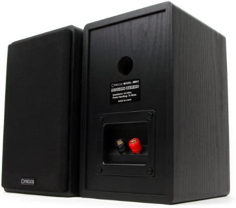 Micca MB42 Standard 2-Way Passive Bookshelf Speakers, Stereo Pair, Black | Amplifier Required, 4-Inch Carbon-Fiber Woofer, 0.75-Inch Silk-Dome Tweeter