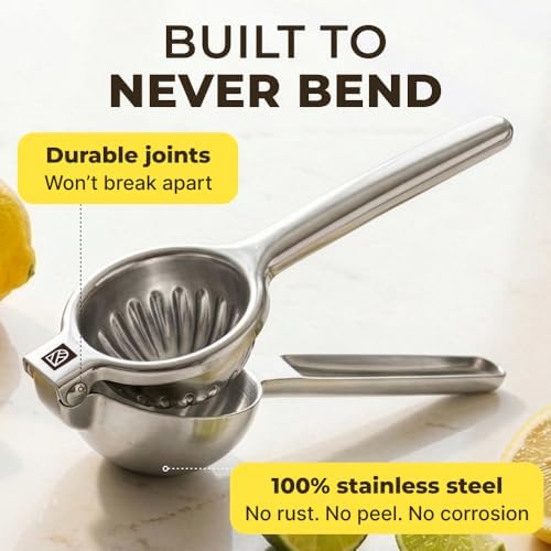 Large Lemon Squeezer Stainless Steel Press - Non-Slip Grip, Heavy Duty, Manual Design - Effortless Pro-Grade Lemon, Lime, Orange