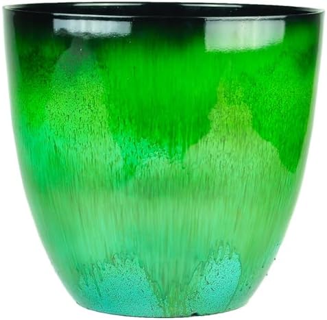 (EPR15-204) Large Egg Shaped Planter - Modern Indoor & Outdoor Decorative Flower Pot/Box (15 Inch, Blue Flower)