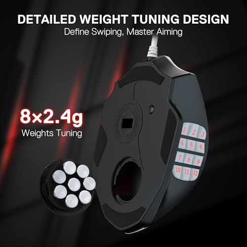 Redragon M908 Wired MMO RGB Gaming Mouse 12400 DPI Remapping Keys | Stable Lag-Free Connection, Redefine Keybinding Macro, Vibing Backlight, Ergonomic Grip Body Comfort
