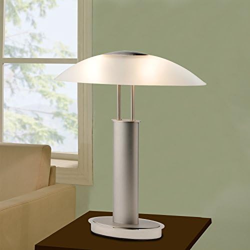 Artiva USA Avalon, 2-Light, Modern Design, 2-Tone Finished 18.5-Inch Table Desk Touch Lamp w/Oval Frosted Glass Shade