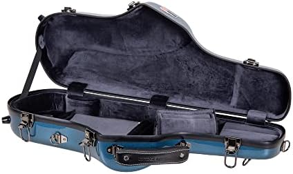 Crossrock Alto Saxophone Case-Fiberglass Hardshell with Backpack Straps in Blue