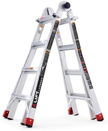 Lift Ladders 18-Ft Multi-Position Aluminum Ladder, 5-in-1, 300 lb. Capacity