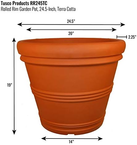 Tusco Products T30 Rolled Rim Pot, Round, Terra Cotta, 30-Inch