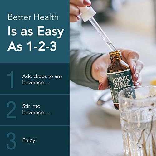 Ionic Liquid Zinc – 8 Month Supply, Adjustable Dosing for Adults – High Absorption, Vegan, Glass Bottle – Supports Immune System