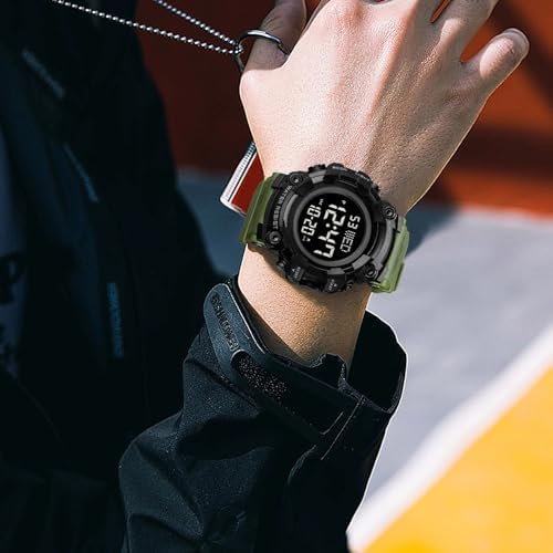 FANMIS Men's Digital 50M Waterproof Electronic Sport Watch Rubber Band Army Military 24H Time LED Light 164FT Water Resistant Calendar Date Day Watches