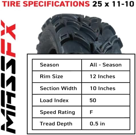 25x10-12 Rear ATV Tire 6-Ply Checkmark Tread 2-Pack 25x10x12 | Aggressive checkmark tread for superior traction on mud