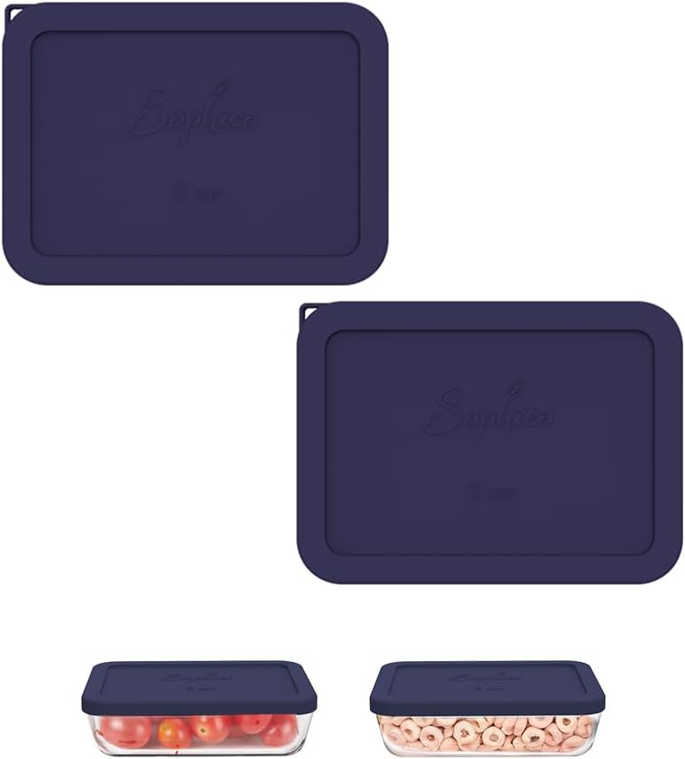 SOPHICO 3 Cup Rectangle Silicone Replacement Lids for Pyrex 7210-PC Glass