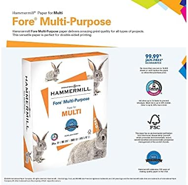 Hammermill Printer Paper, Fore Multipurpose 24 lb Copy Paper, 8.5 x 11 - 1 Ream (500 Sheets) - 96 Bright, Made in the USA