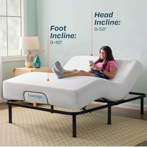 Linenspa Adjustable Bed Base — Motorized Head and Foot Incline — Full