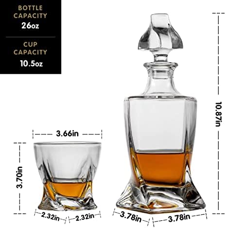 Whiskey Globe Decanter Set with 2 Glasses in Gift Box - Whiskey decanter for Liquor, Whiskey, Brandy, Gin, Rum, Tequila, Vodka