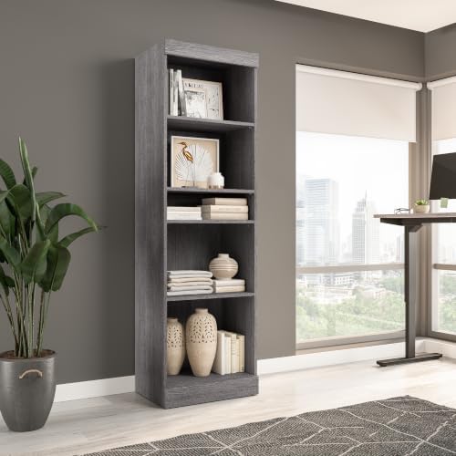 Bestar Closet Organizer System 25-inch for Walk-in Closets, Bedroom, Entryway, Pur Collection, Modern, Bark Gray | 2 fixed shelves