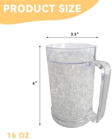 Lily's Home Freezer Beer Mugs - Set of 4 Freezable Gel-Filled 16 oz BPA-Free Acrylic Frozen Mugs for Outdoor Entertaining and Gifting