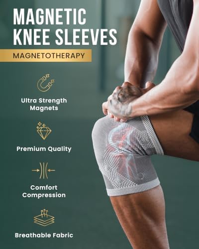 MagnetRX® Magnetic Knee Sleeve – (2-Pack) Effective Compression Knee Brace with Magnets for Knee Comfort & Recovery – Magnetic Knee Brace