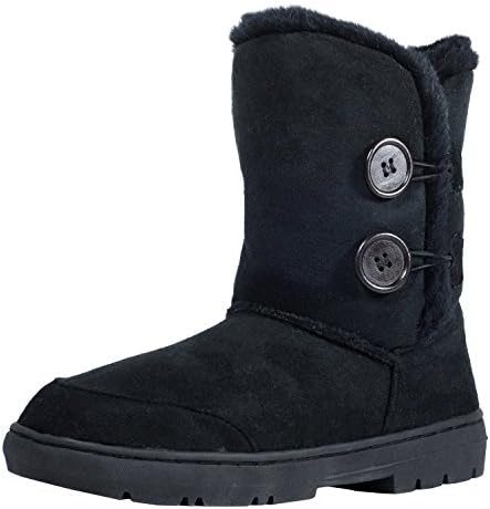 CLPP'LI Womens Twin Button Fully Fur Lined Winter Snow Boots