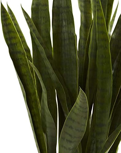Nearly Natural 35 in Artificial Sansevieria Plant with Black Planter | Artificial Snake Plant, Faux Greenery, Indoor Home and Office Decor