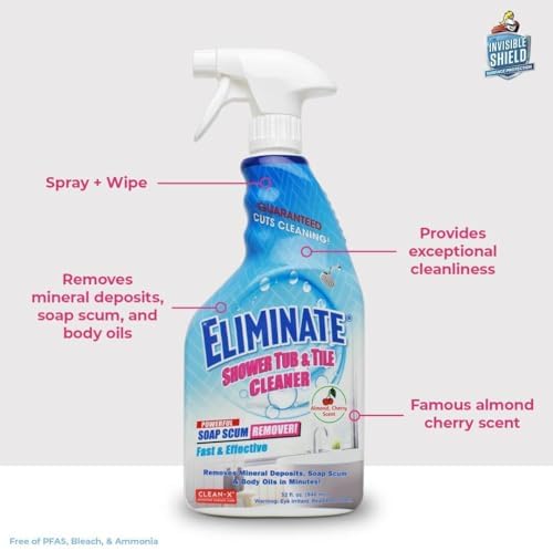 Clean-X Eliminate Shower Tub & Tile Cleaner- 32 fl oz. - Shower Cleaner. Powerful Cleaner removes soap scum and hard water minerals by UNELKO