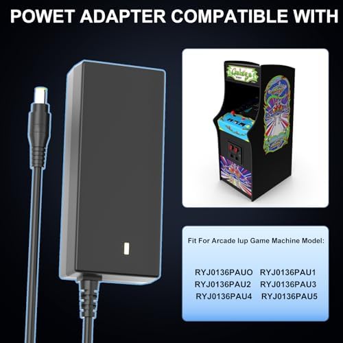 12V Power Cord for Arcade1up Machines - Instant Revival Replacement Charger for 3/4 Scale Cabinets & Cocktail Tables