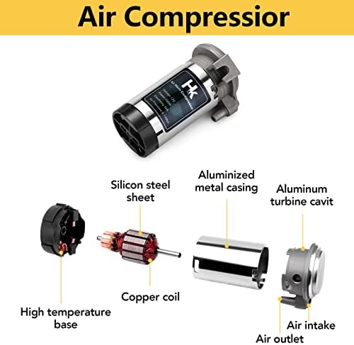 HK 12V 150db Air Horn, 18 Inches Chrome Zinc Single Trumpet Truck Air Horn with Compressor Powerful Loud 150db for Truck Boat SUV Train (Sliver)