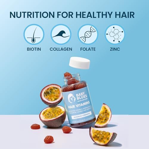 Baby Blues Postpartum Hair Loss Vitamins & Gummies for Women, Biotin & Collagen for Hair Growth Support, Thinning Hair Support