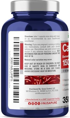 Cayenne Pepper, Non-GMO, Vegan, 150mg, 350 Veggie Capsules - 350 Servings | Herbal Formula, Capsicum Annuum Fruit 10:1 Extract, Suitable for Adults