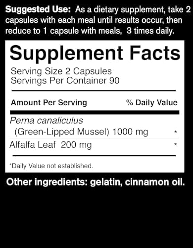DAVINCI FoodScience of Vermont Sea Mussel, Green-Lipped Mussel Joint Supplement Capsules, 180 Count