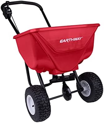 EarthWay 2030P-Plus 65 LB (29 KG) Capacity Commercial Walk-Behind Broadcast Spreader for Grass, Fertilizer, Seeds — Includes Side Spread Control