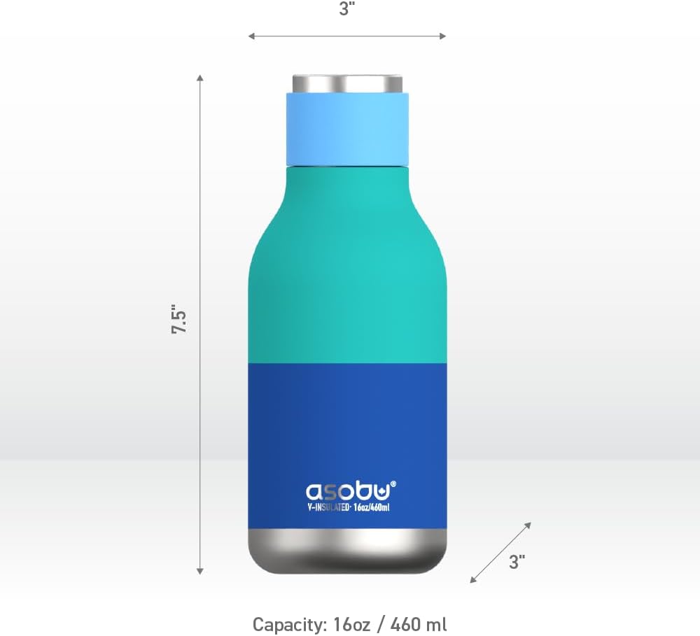 Urban Insulated and Double Walled Stainless Steel Bottle 16 Ounce by Asobu (Pastel Blue)
