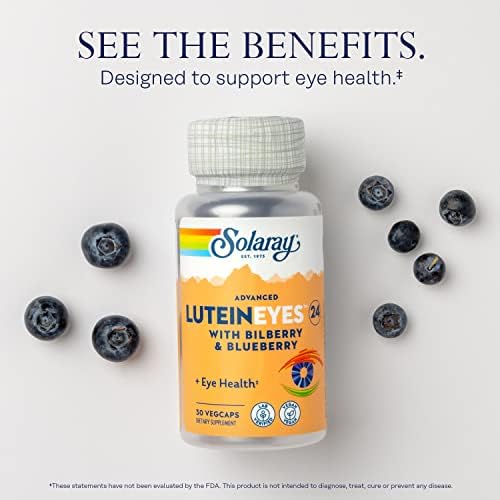 SOLARAY Advanced Lutein Eyes 24 mg, 30 VegCaps | Eye & Macular Health Support, Lutein, Zeaxanthin, Bilberry & Blueberry, 30 Servings