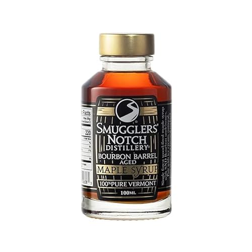 Smugglers’ Notch Maple Works – Bourbon Barrel Aged – 100% Pure Vermont Maple Syrup – Natural Sweetener & Gluten Free – Rich Taste – Waffles and Pancakes, Cocktails, Marinades, 3.38 Fl Oz. (100 mL)