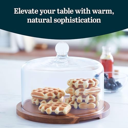 Libbey Selene 6-in-1 Domed Cake Stand, Unique Space Saving Glass Cake Stand with Dome, Multi-Purpose Dip Bowl To Serve Snacks and More