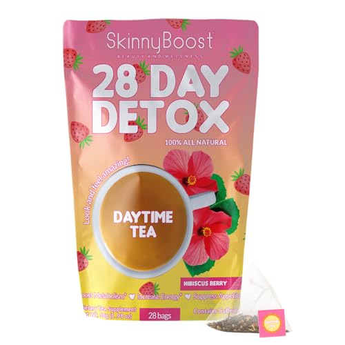 SkinnyBoost 28 Day Detox Daytime Tea - CITRUS MINT (28 Tea Bags) Supports Metabolism Boost, Detox, All Natural, Non GMO, Vegan, Keto Friendly | Natural Energy Boost, Supports Metabolism, Detox, All Natural, Non GMO, Vegan, Keto Friendly, Antioxidants