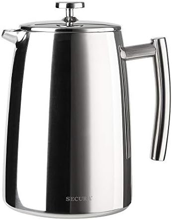 Secura French Press Coffee Maker, 50-Ounce, 304 Stainless Steel Insulated Coffee Press with Extra Screen