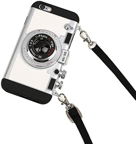 Black Lemon Case for iPhone 7, Cute Case for iPhone 8, 3D Unique Design Camera Case PC + Silicone Shockproof Hybrid Cover Case with Long Strap Rope (iPhone 7/8, Black)