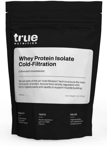 True Nutrition Whey Protein Isolate, Unflavored, 1lb | Cold-Filtered, 30g Protein per Serving, Unsweetened, No Additives, Keto, Gluten Free, Lactose Free, Non-GMO