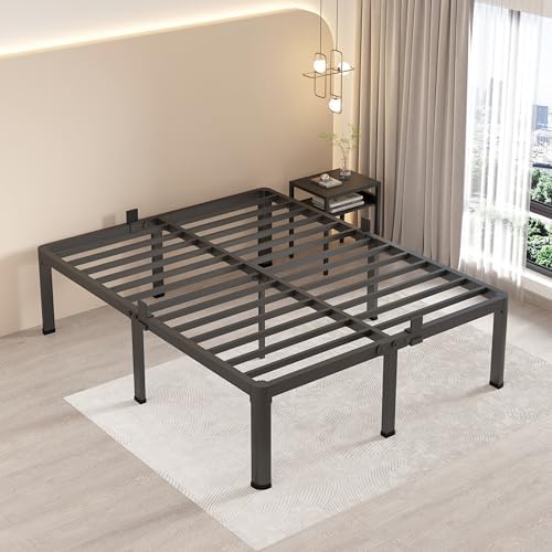 MAF 18 Inch Queen Bed Frames with Round Corner Legs Mattress Slide Stopper | No Box Spring Needed, Heavy Duty Metal Platform Bed Frame