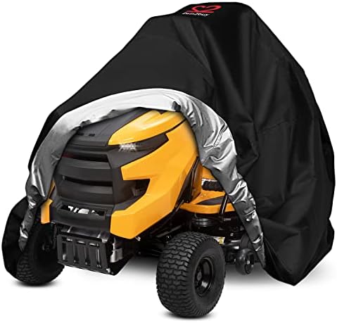 Riding Lawn Mower Cover 600D Lawnmower Covers Waterproof, up to 54" Decks | Universal Outdoor Lawn Tractor Cover Tarp All Weather Ride on Mower Covers, Heavy Duty 600D, Elastic Cord & Storage Bag