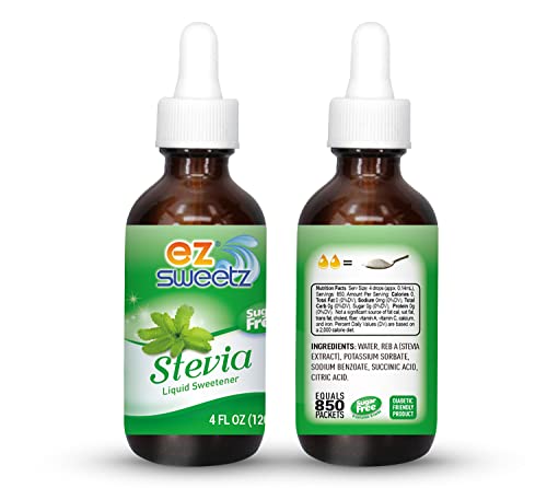 EZ-Sweetz (2-Pack 1.36oz - Liquid De-Bittered Stevia Sweetener 300 Servings/Bottle)