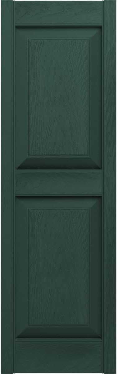Ekena Millwork LP2S14X05500MG Lifetime Vinyl Standard Two Equal Panels with Raised Panel Shutters, 14 3/4" W x 55" H, Midnight Green, 1 Piece
