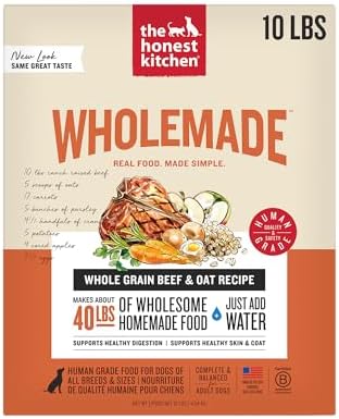 The Honest Kitchen Human Grade Wholemade™ Dehydrated Whole Grain Dog Food - Complete & Balanced Meal or Topper - Beef & Oat
