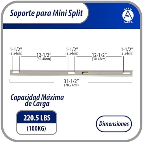 Appli Parts APAB-3160 Mini Split Wall Mounting Bracket, Heavy Duty Outdoor Support Up to 352 lbs. Fit 5000 to 36000 BTU Units, Includes Level Cross Bar, Anti Vibration Pads and Full Installation Kit